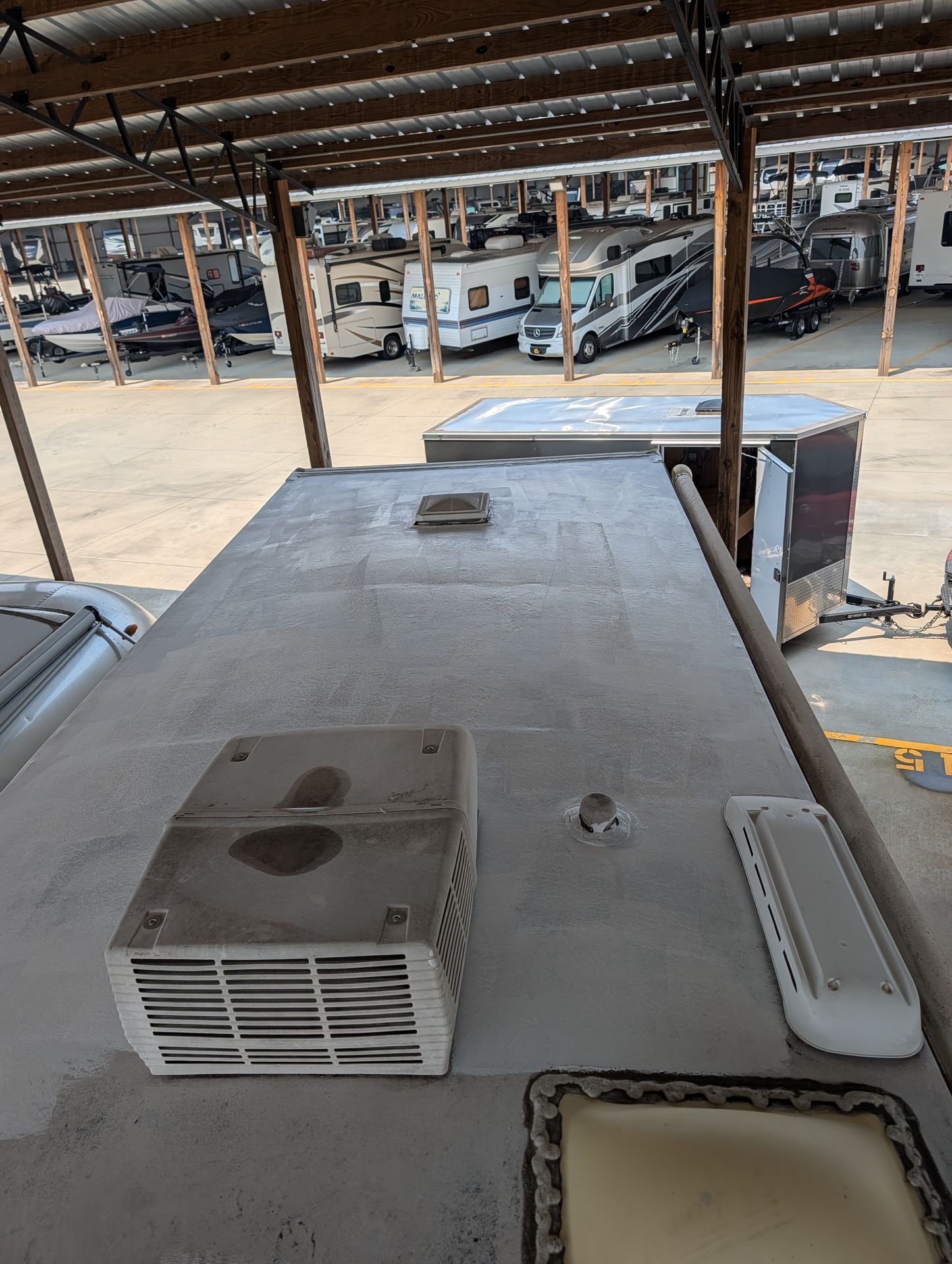 Tristan working on an RV during a mobile service call