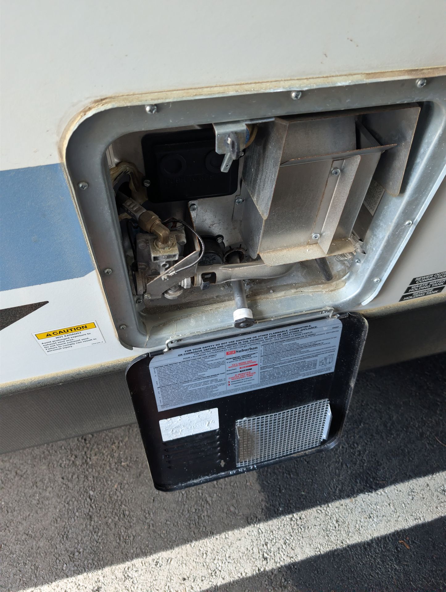 New anode rod installed in an RV water heater